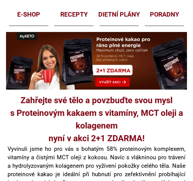 MyKETO: Proteinové kakao 2+1 ZDARMA – červenec 2026 | Nuslet.cz