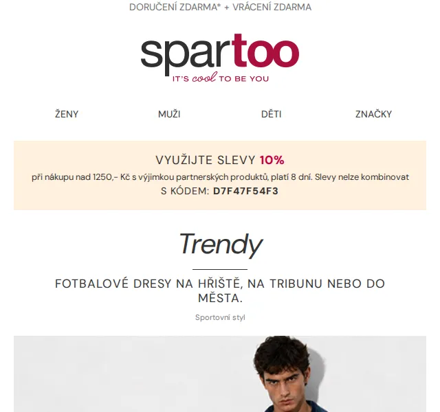 Spartoo.cz: 10 % sleva na fotbalové dresy a obuv – červen 2026