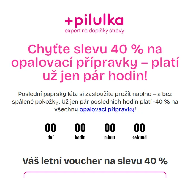 Pilulka: -40 % na opalovací krémy – červen 2026 | Nuslet.cz
