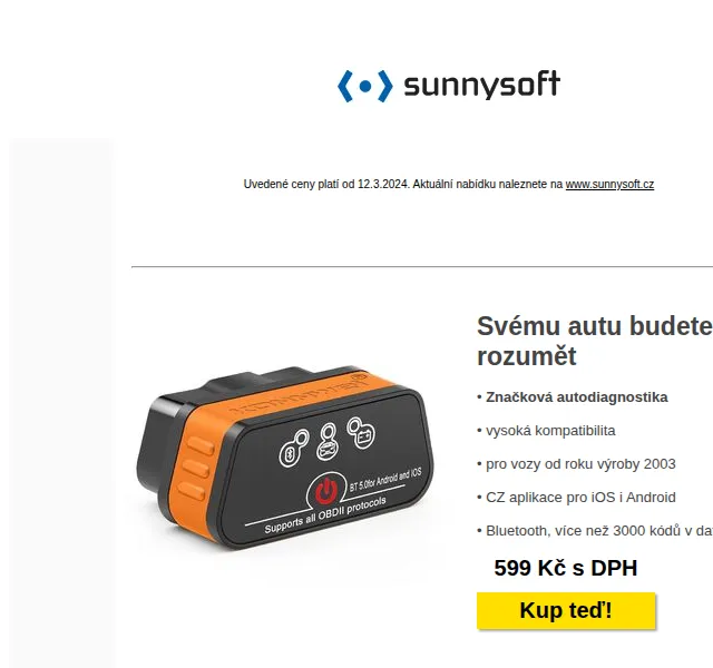 Sunnysoft: Autodiagnostika, baterie DeWalt, vysílačka – červenec 2026 | Nuslet.cz