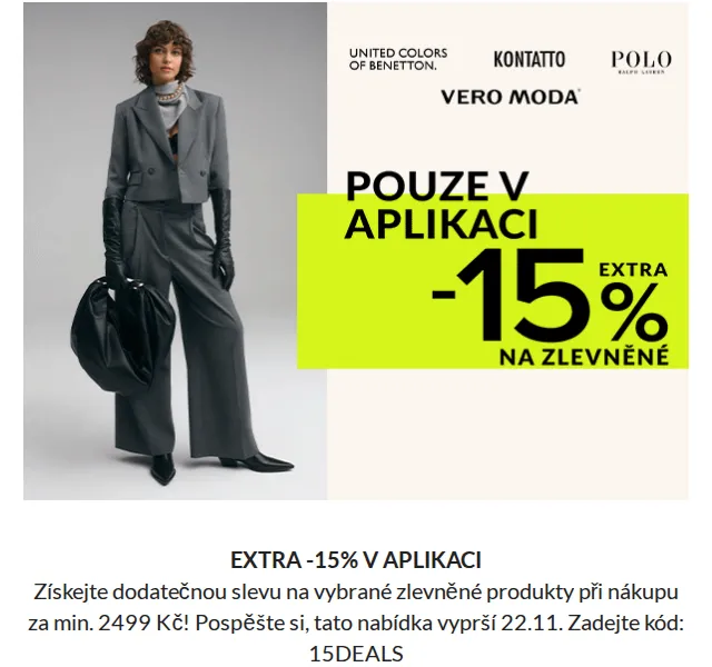 Modivo: Extra –15 % v aplikaci na zlevněné zboží – červen 2026 | Nuslet.cz