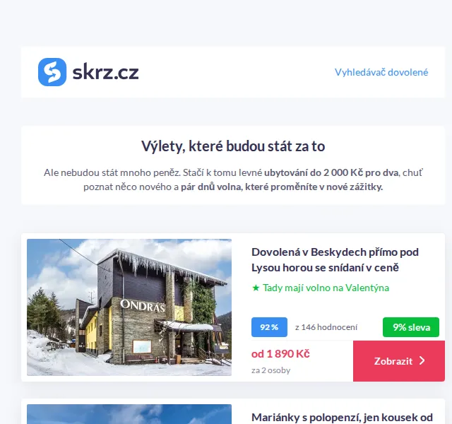 Vánoce na Skrz: Pobyty pro 2 do 2 000 Kč – červen 2026 | Nuslet.cz
