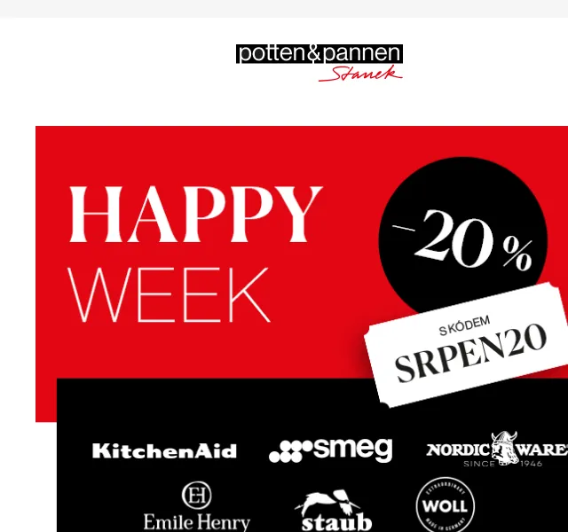 Potten & Pannen: sleva 20 % na KitchenAid, SMEG, Staub – srpen 2025 | Nuslet.cz