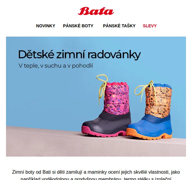 Baťa: Zimní boty pro malé polárníky – červenec 2026 | Nuslet.cz