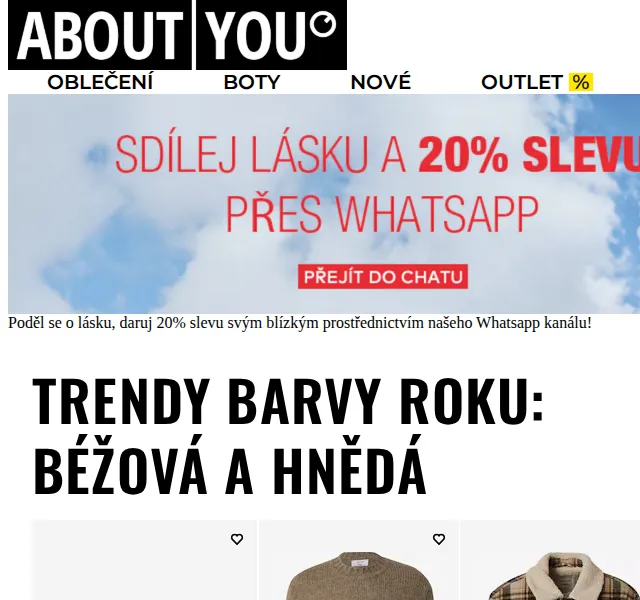 ABOUT YOU: 20% sleva na lásku – červen 2026 | Nuslet.cz