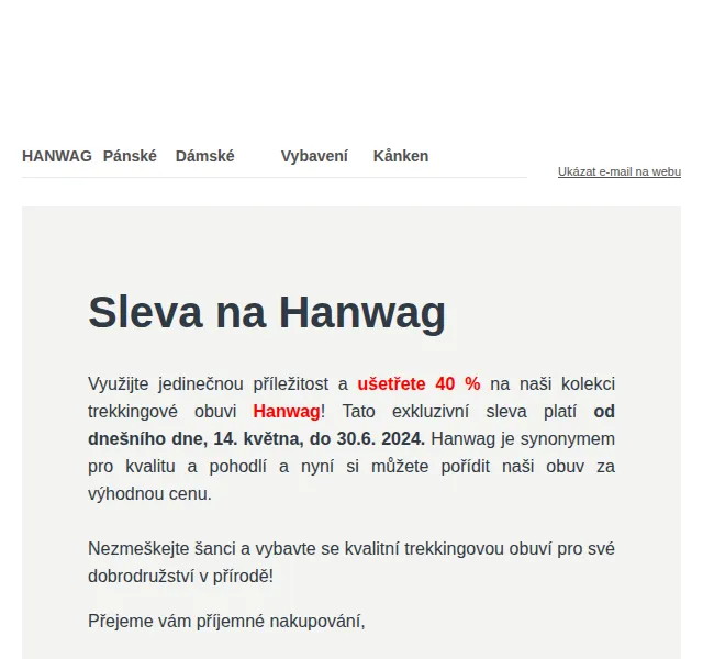 Fjallraven-shop: Sleva 40 % na boty Hanwag – červenec 2026 | Nuslet.cz