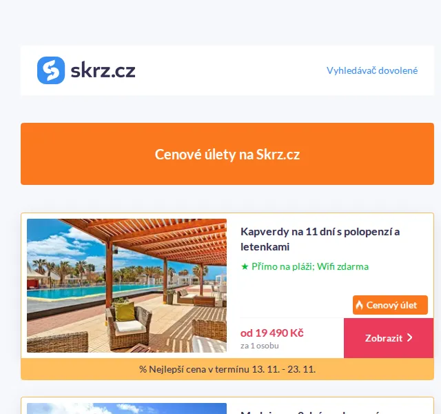Skrz: Cenové úlety dovolených – červen 2026 | Nuslet.cz