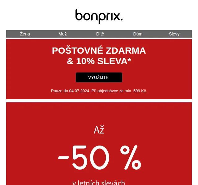 Bonprix: 10% sleva a poštovné zdarma – červen 2026 | Nuslet.cz