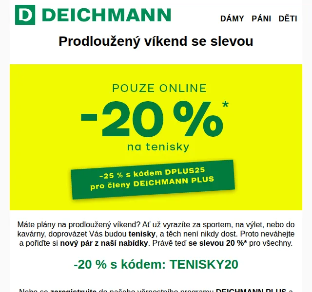 Sleva až 25 % na tenisky online - DEICHMANN