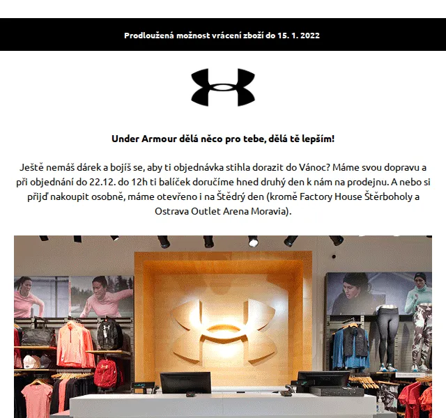 Under Armour: Doprava na prodejnu zdarma – červen 2026 | Nuslet.cz