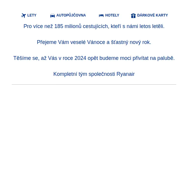 Ryanair: Vánoční poděkování – červenec 2026 | Nuslet.cz