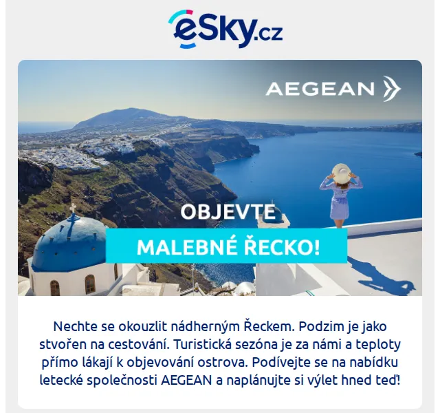 eSky.cz: Nabídka letenek AEGEAN do Řecka – červen 2026 | Nuslet.cz