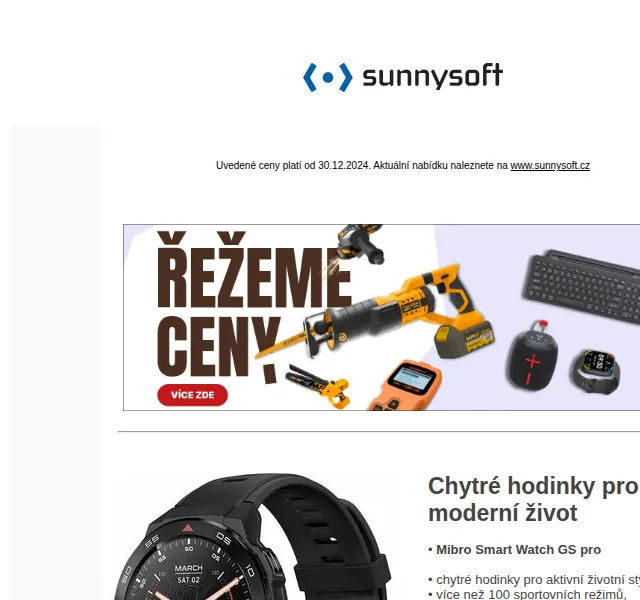 Sunnysoft.cz: výprodej chytrých hodinek Mibro a VR kabelů – červen 2026 | Nuslet.cz