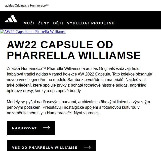adidas: AW22 Capsule od Pharrella Williamse – červen 2026 | Nuslet.cz