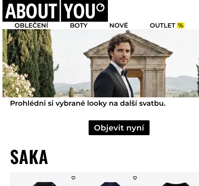 ABOUT YOU: Saka, kalhoty, košile na svatbu – duben 2026