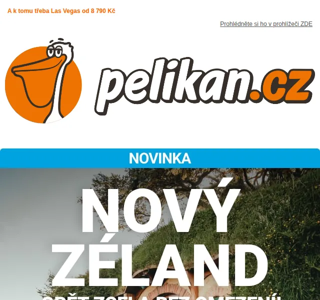 ✈ Pelikan.cz: Letenky na Nový Zéland a Las Vegas od 8 790 Kč – červen 2026 | Nuslet.cz