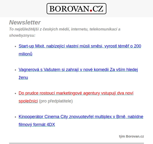 Aleš Borovan: Mixit, Vagnerová, Vašut, marketingová agentura, Cinema City – červen 2026 | Nuslet.cz