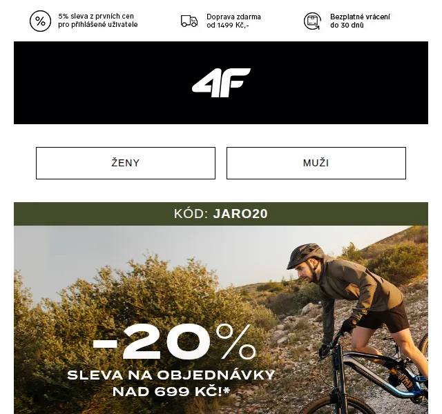 4Fstore: 20% sleva na sportovní oblečení – květen 2026 | Nuslet.cz