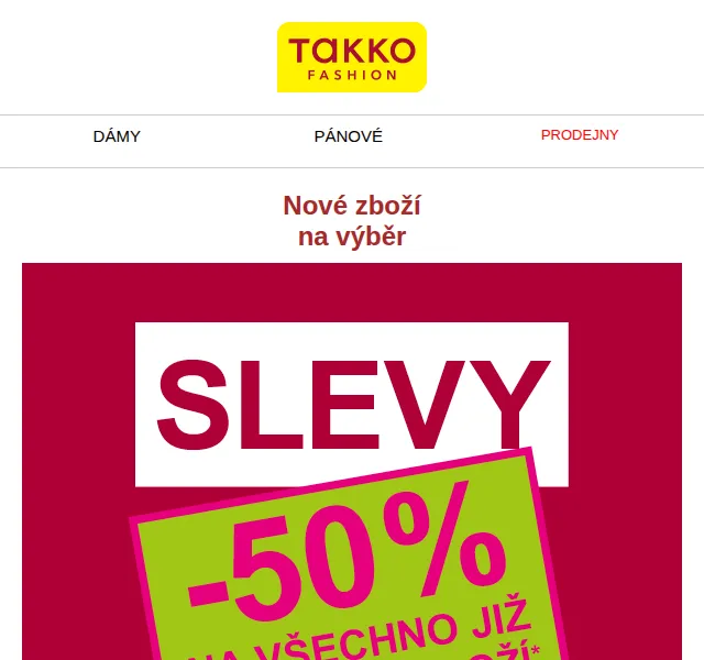 Takko Fashion: Extra sleva 50 % na vybrané zboží – červen 2026 | Nuslet.cz