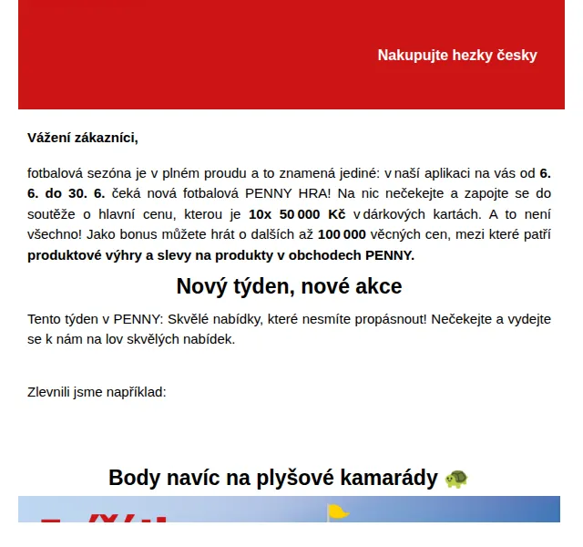 Penny: Fotbalová hra o 10x 50 000 Kč – červen 2024 | Nuslet.cz
