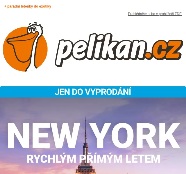 ✈ Pelikan.cz: Přímé lety do New Yorku za 8 790 Kč – červen 2026 | Nuslet.cz