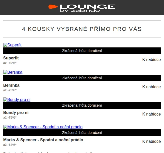 Lounge by Zalando: Superfit, Bershka a M&S – až 75% sleva – červen 2026 | Nuslet.cz