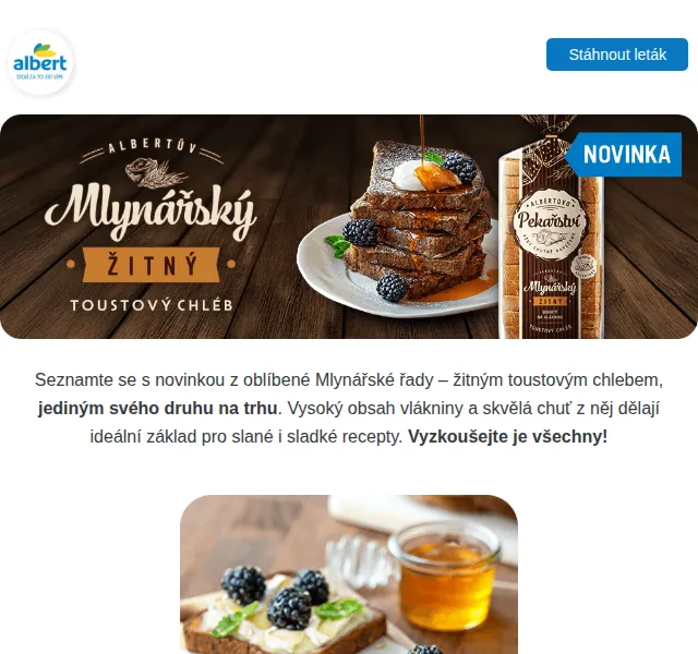 Albert: Mlynářský žitný toust s 15% slevou – červen 2026 | Nuslet.cz