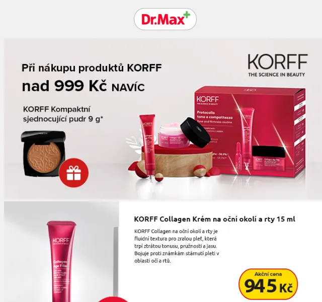 Dr.Max: KORFF pudr zdarma k nákupu nad 999 Kč – červen 2026 | Nuslet.cz