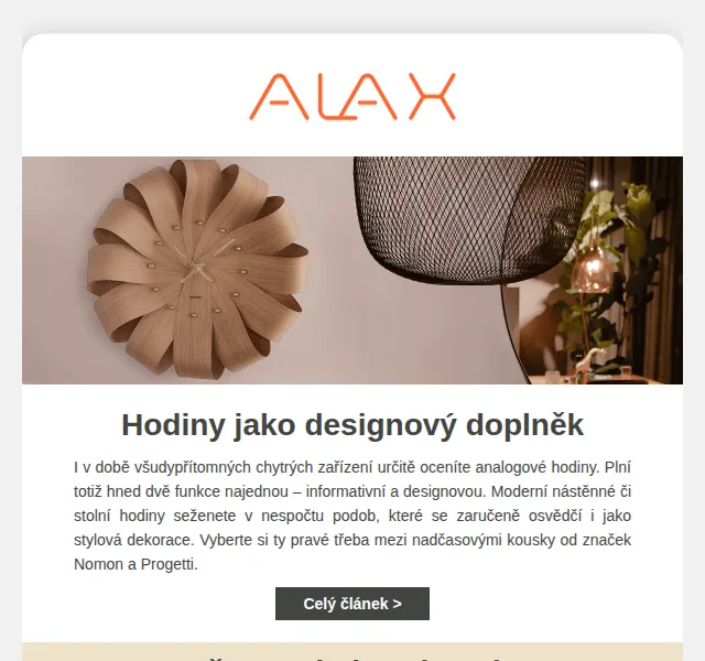 ALAX nábytek: Designové hodiny se slevou 10 % – březen 2026 | Nuslet.cz