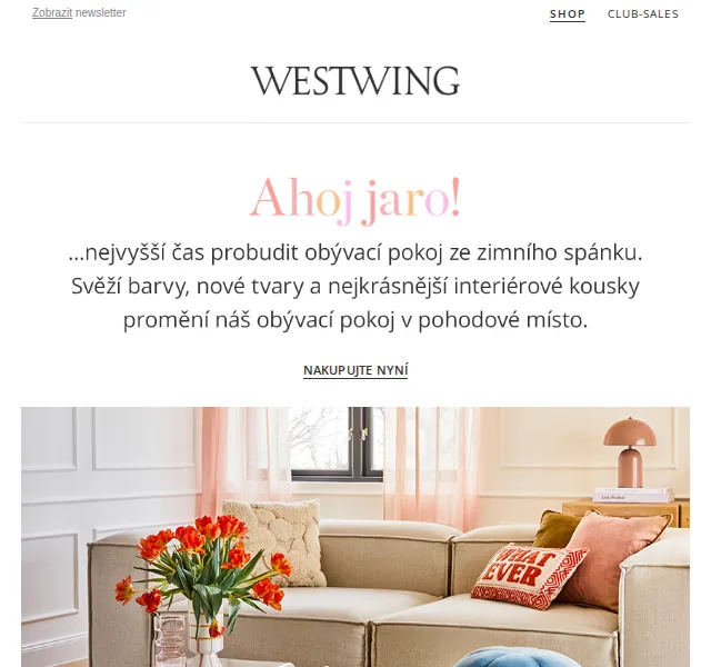 Westwing: Jarní proměna obýváku – až -30% na Costa – červen 2026 | Nuslet.cz