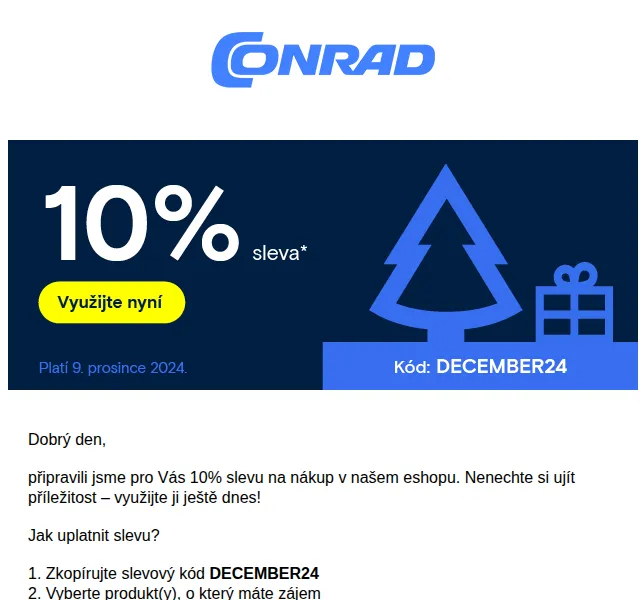 Conrad Electronic: 10% sleva na celý sortiment – prosinec 2024 | Nuslet.cz