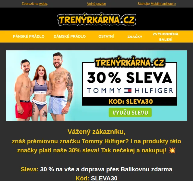 Lukáš z Trenýrkárna.cz: Tommy Hilfiger se slevou 30 % – červen 2026 | Nuslet.cz