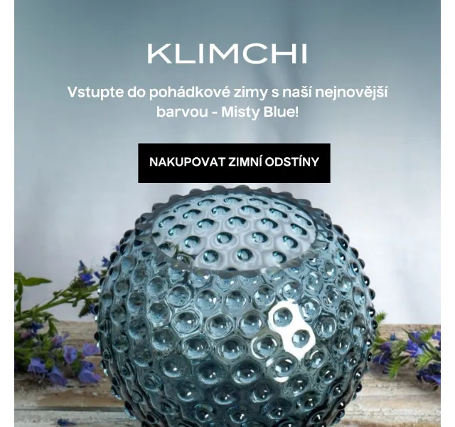 KLIMCHI: Misty Blue skleničky a vázy – červen 2026 | Nuslet.cz