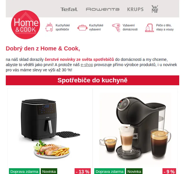 Home & Cook: slevy až 30 % na kuchyňské spotřebiče – červen 2026 | Nuslet.cz