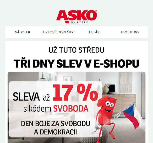 Asko Nábytek: Tři dny plné slev – červen 2026 | Nuslet.cz