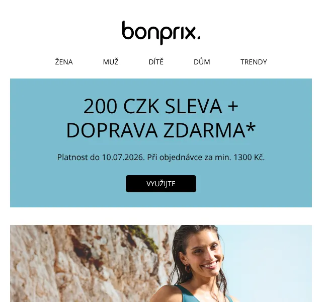 Bonprix: sleva 200 Kč + doprava zdarma – červenec 2026