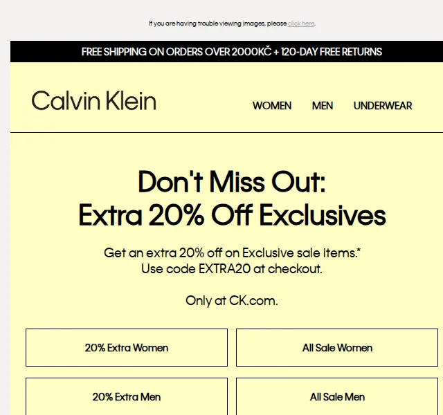 Calvin Klein: Extra 20% sleva – červen 2026 | Nuslet.cz