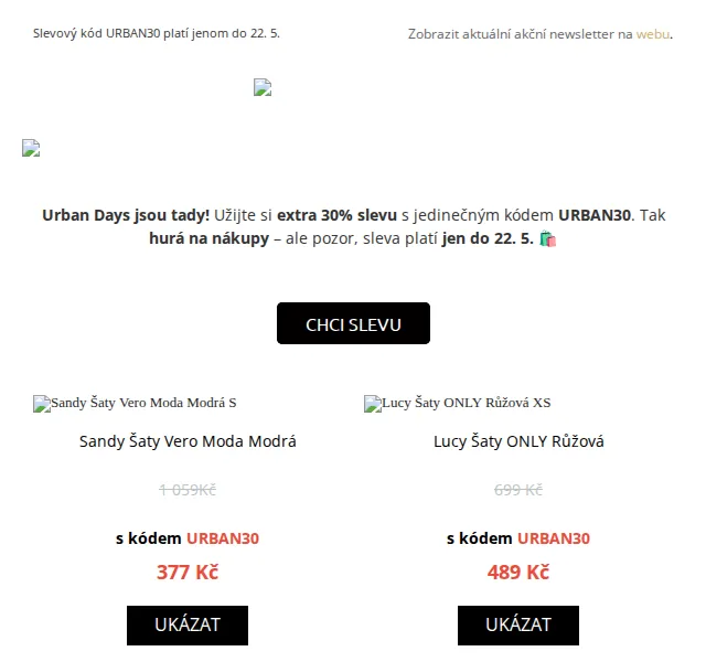 UrbanStore.cz: Extra sleva 30 % – červen 2026 | Nuslet.cz