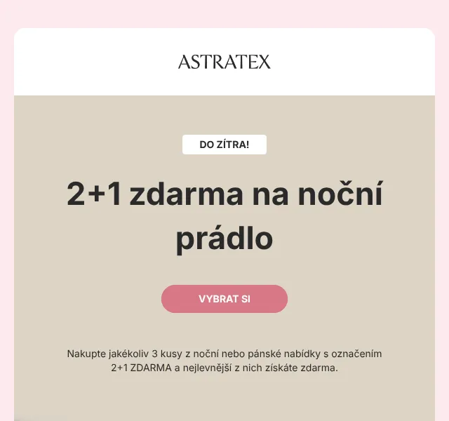 Astratex.cz: 2+1 zdarma na noční prádlo – září 2026