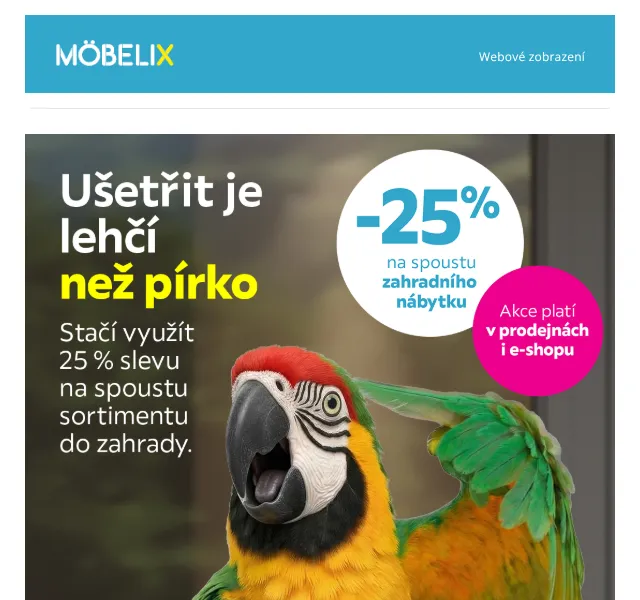 Möbelix: Zahradní nábytek -25 % – červen 2026 | Nuslet.cz
