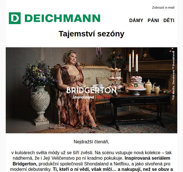 Deichmann: Bridgerton kolekce – dámská obuv a kabelky – duben 2026