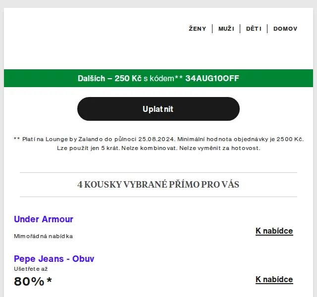 Lounge by Zalando: Extra sleva 250 Kč – červen 2026 | Nuslet.cz