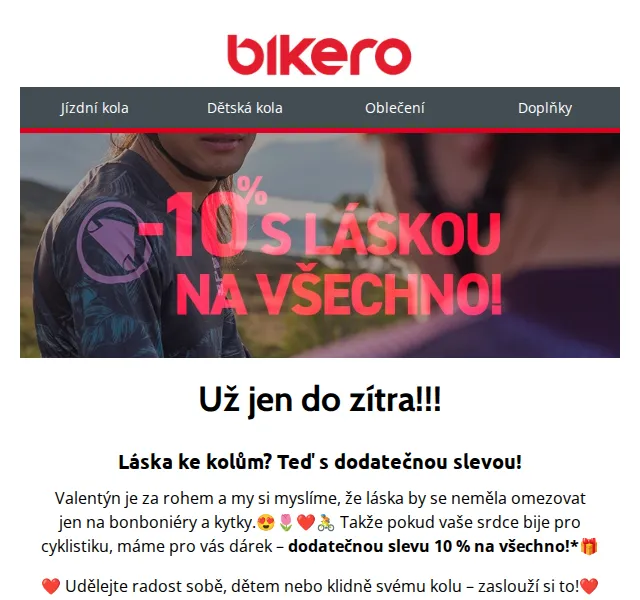 CZBikero: Valentýnská sleva 10 % na všechno – únor 2025 | Nuslet.cz