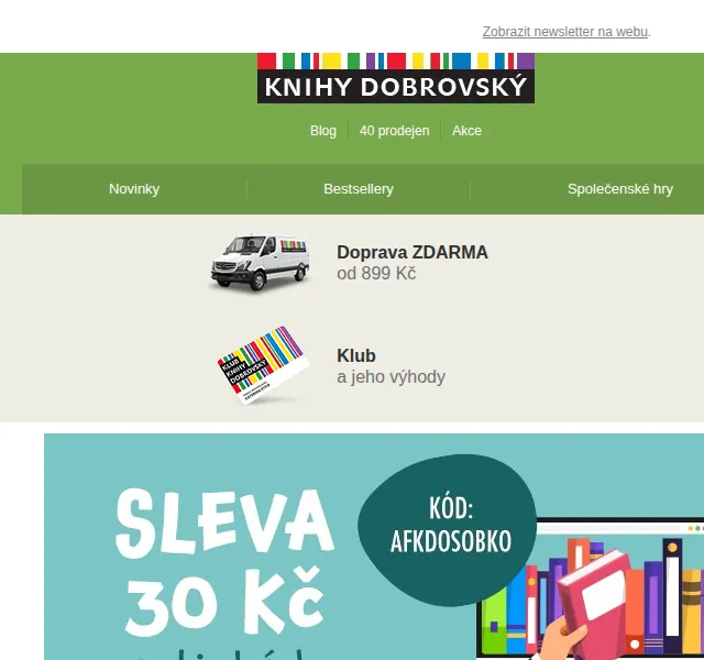 KnihyDobrovsky.cz: Sleva 30 Kč a doprava zdarma – červen 2026 | Nuslet.cz
