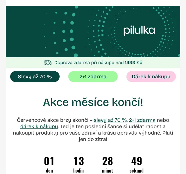 Pilulka.cz: Slevy až 70 % na doplňky – červenec 2026