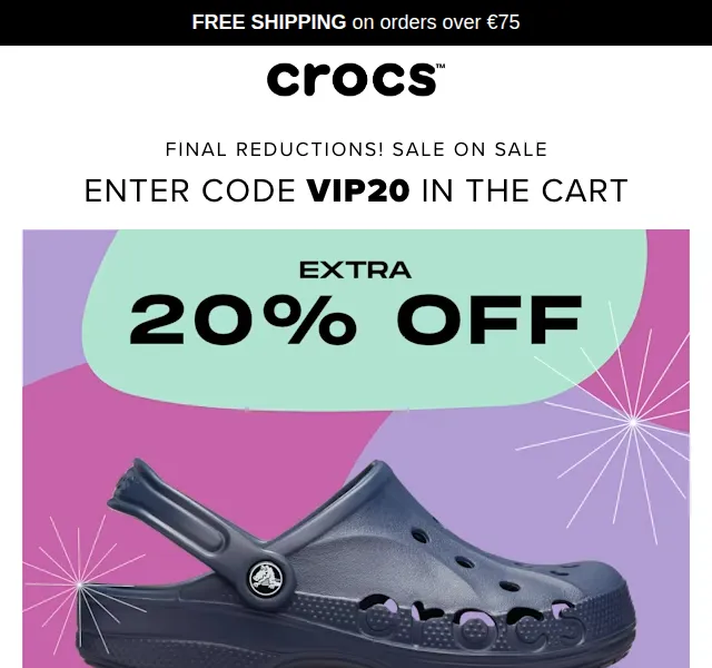 Crocs: Extra sleva 20 % na výprodej – červen 2026 | Nuslet.cz