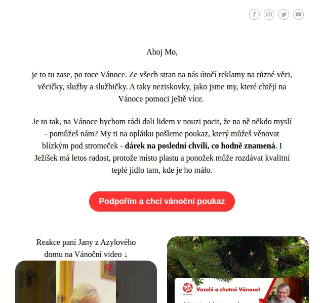 Petra ze Zachraň jídlo: Vánoční poukaz na jídlo – prosinec 2026 | Nuslet.cz