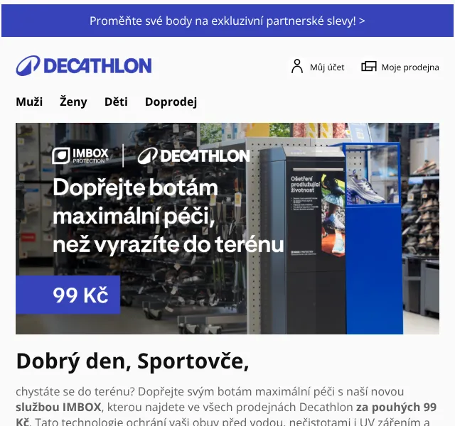 Decathlon: Péče o boty IMBOX za 99 Kč – červenec 2026
