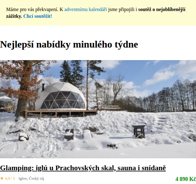 Slevomat: Glamping iglú Prachovské skály – červen 2026 | Nuslet.cz