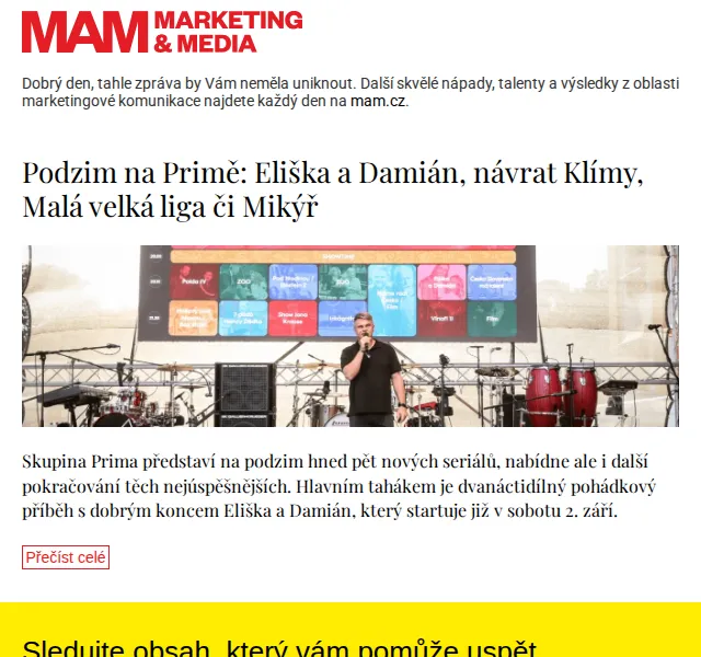 Marketing & Media: Podzimní program Primy – září 2026 | Nuslet.cz